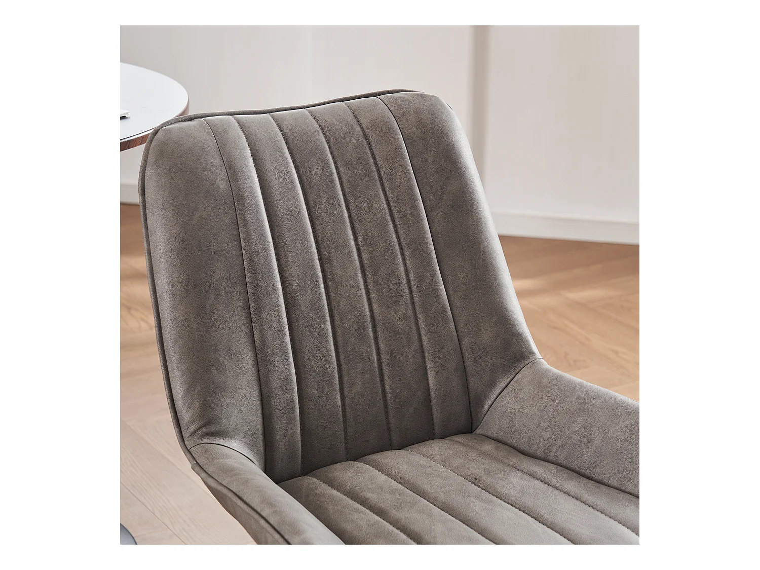 Lot de 2 chaises de salle à manger avec dossier rembourré et pieds en métal argenté - PU gris