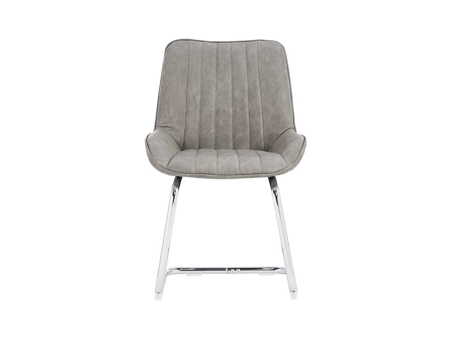 Lot de 2 chaises de salle à manger avec dossier rembourré et pieds en métal argenté - PU gris