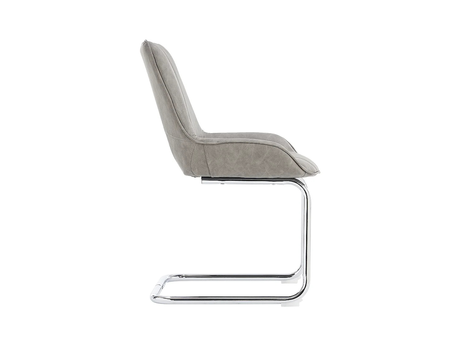 Lot de 2 chaises de salle à manger avec dossier rembourré et pieds en métal argenté - PU gris