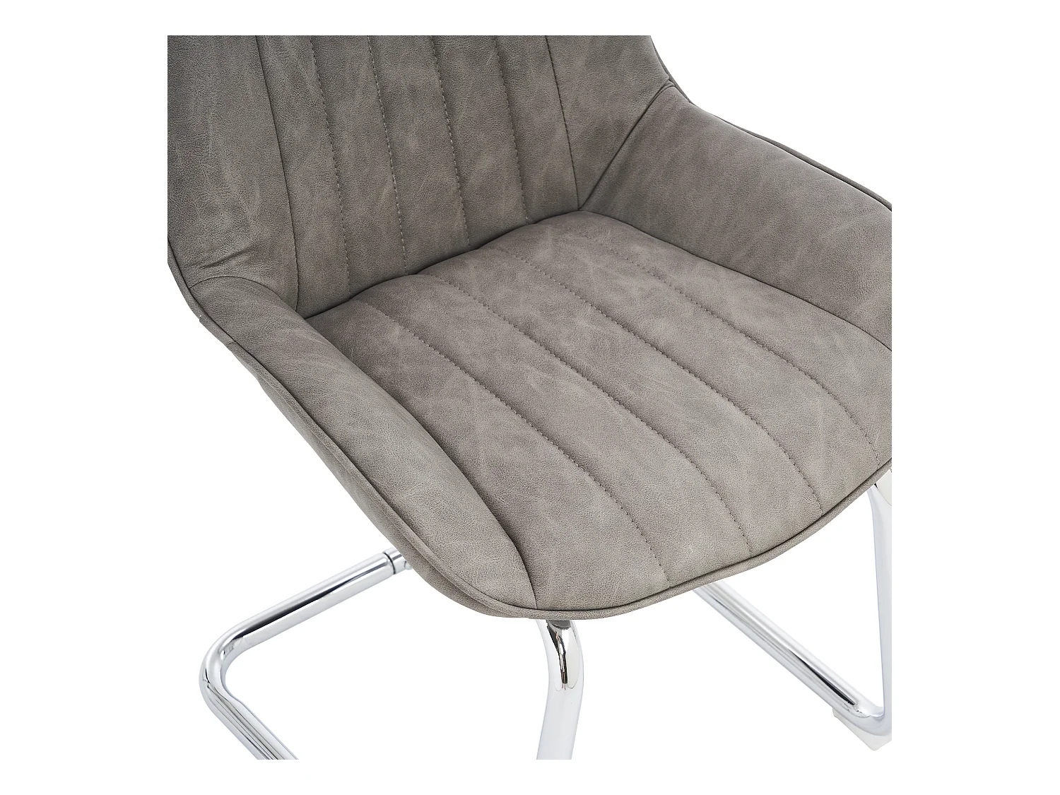 Lot de 2 chaises de salle à manger avec dossier rembourré et pieds en métal argenté - PU gris