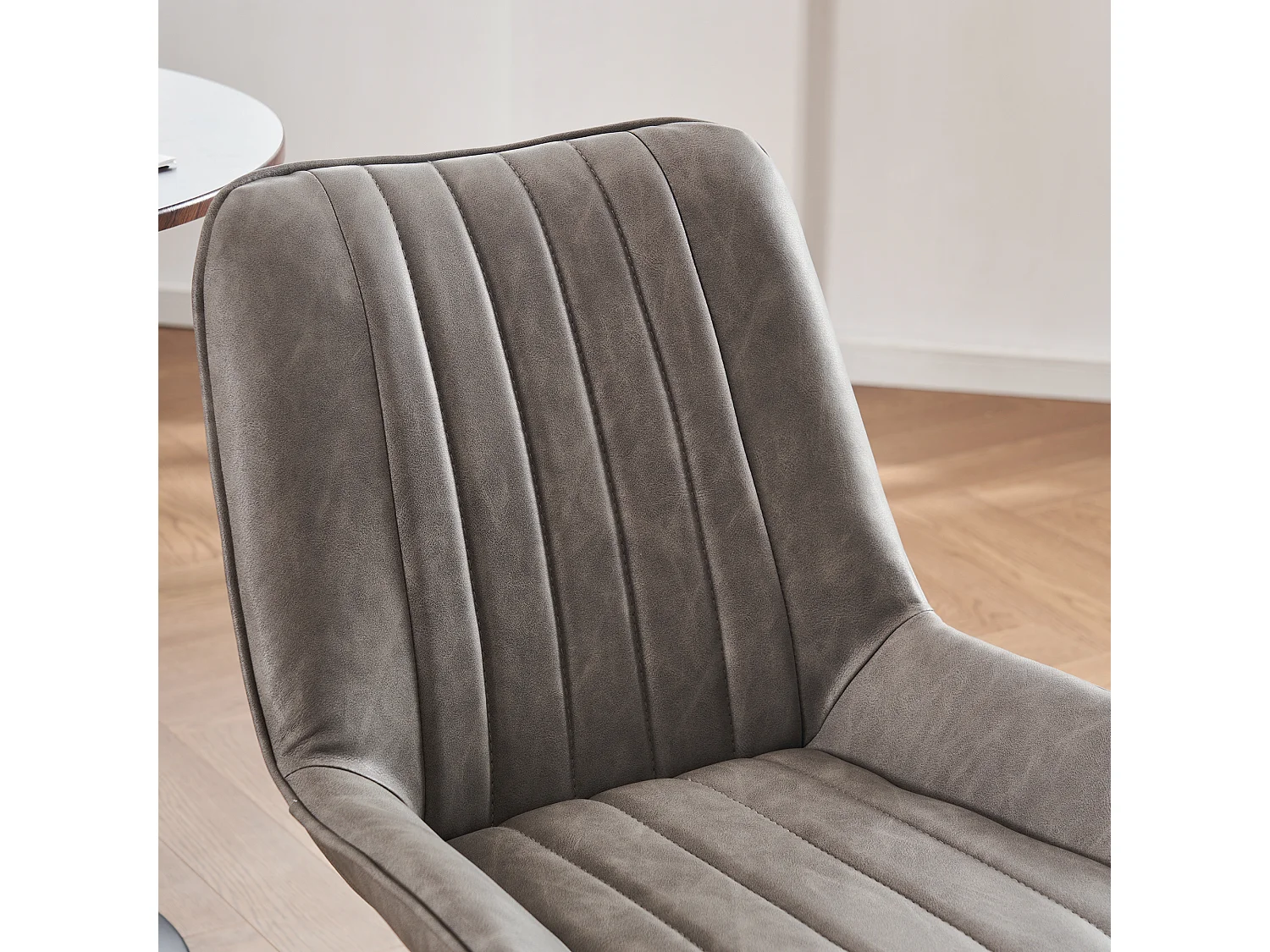 Set van 2 eetkamerstoelen met gestoffeerde rugleuningen en zilverkleurige metalen poten - Grijs PU