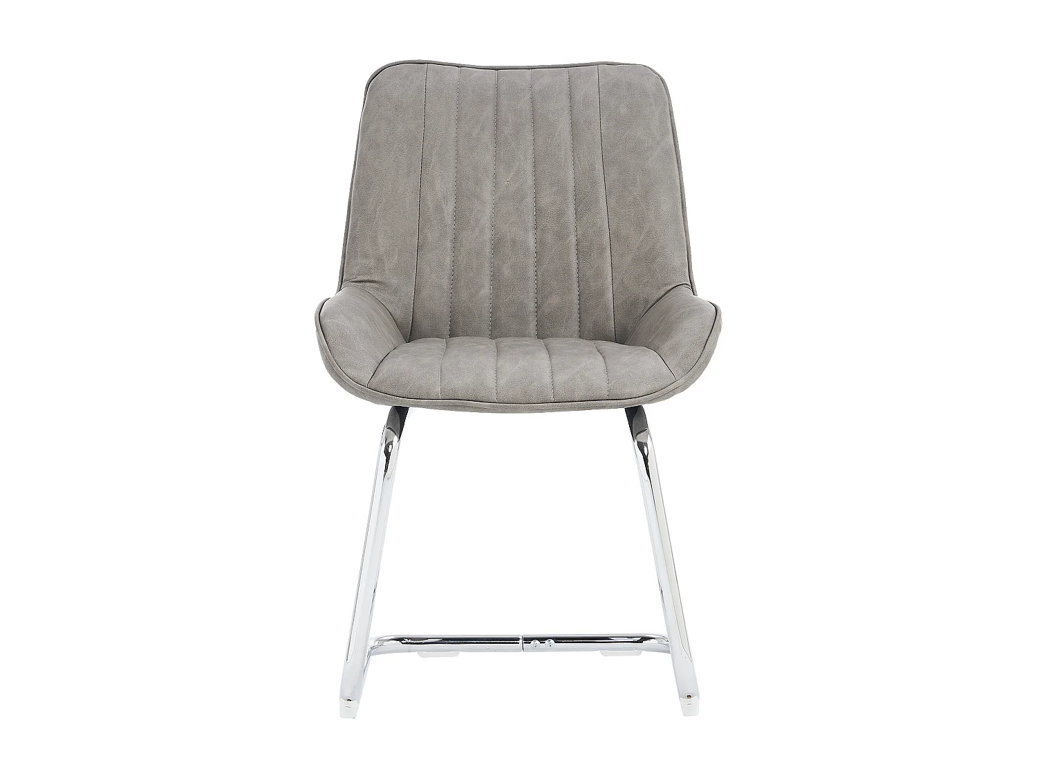 Set van 2 eetkamerstoelen met gestoffeerde rugleuningen en zilverkleurige metalen poten - Grijs PU