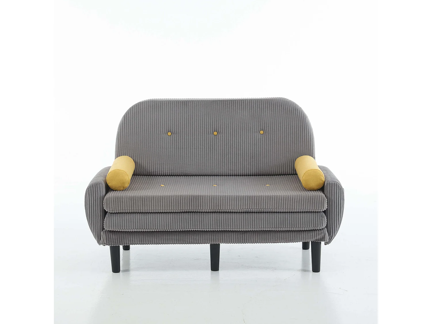 Divano letto 2 posti in velluto a coste grigio - convertibile in letto o chaise longue