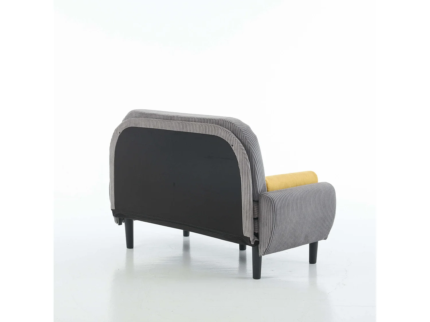 Divano letto 2 posti in velluto a coste grigio - convertibile in letto o chaise longue