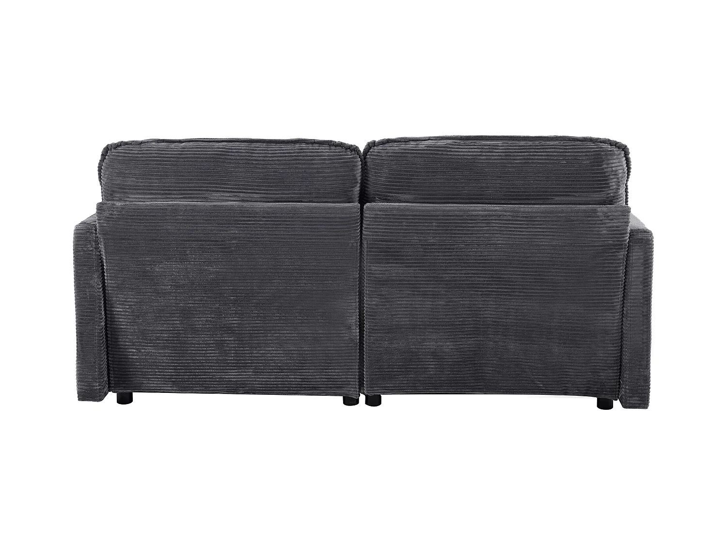 Canapé 2 places en velours côtelé gris - Dossier rembourré - Style moderne