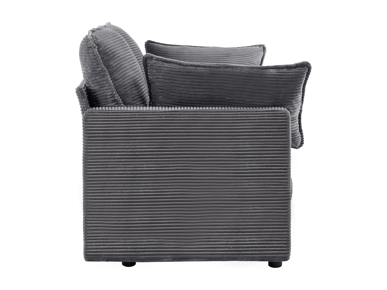 2-Sitzer Sofa aus grauem Cord mit gepolsterter Rückenlehne - Modernes Design