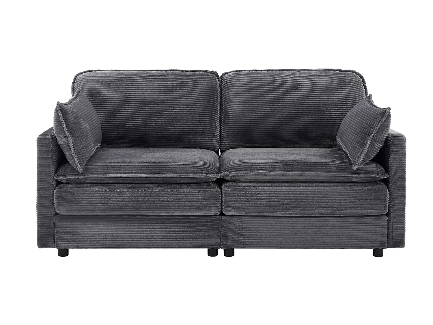 2-Sitzer Sofa aus grauem Cord mit gepolsterter Rückenlehne - Modernes Design