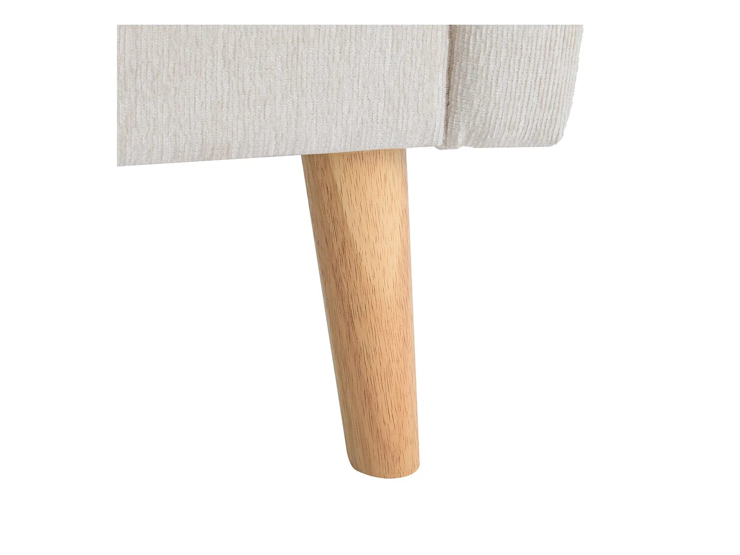 Canapé 2 places avec accoudoirs et coussins, chenille beige, pieds en bois - pour salon et chambre