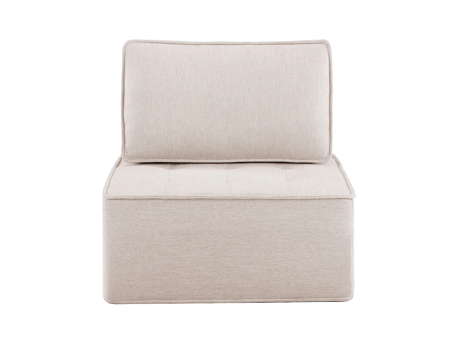 Canapé 1 place en lin beige - Dossier rembourré - Style moderne - Pour chambre ou salon