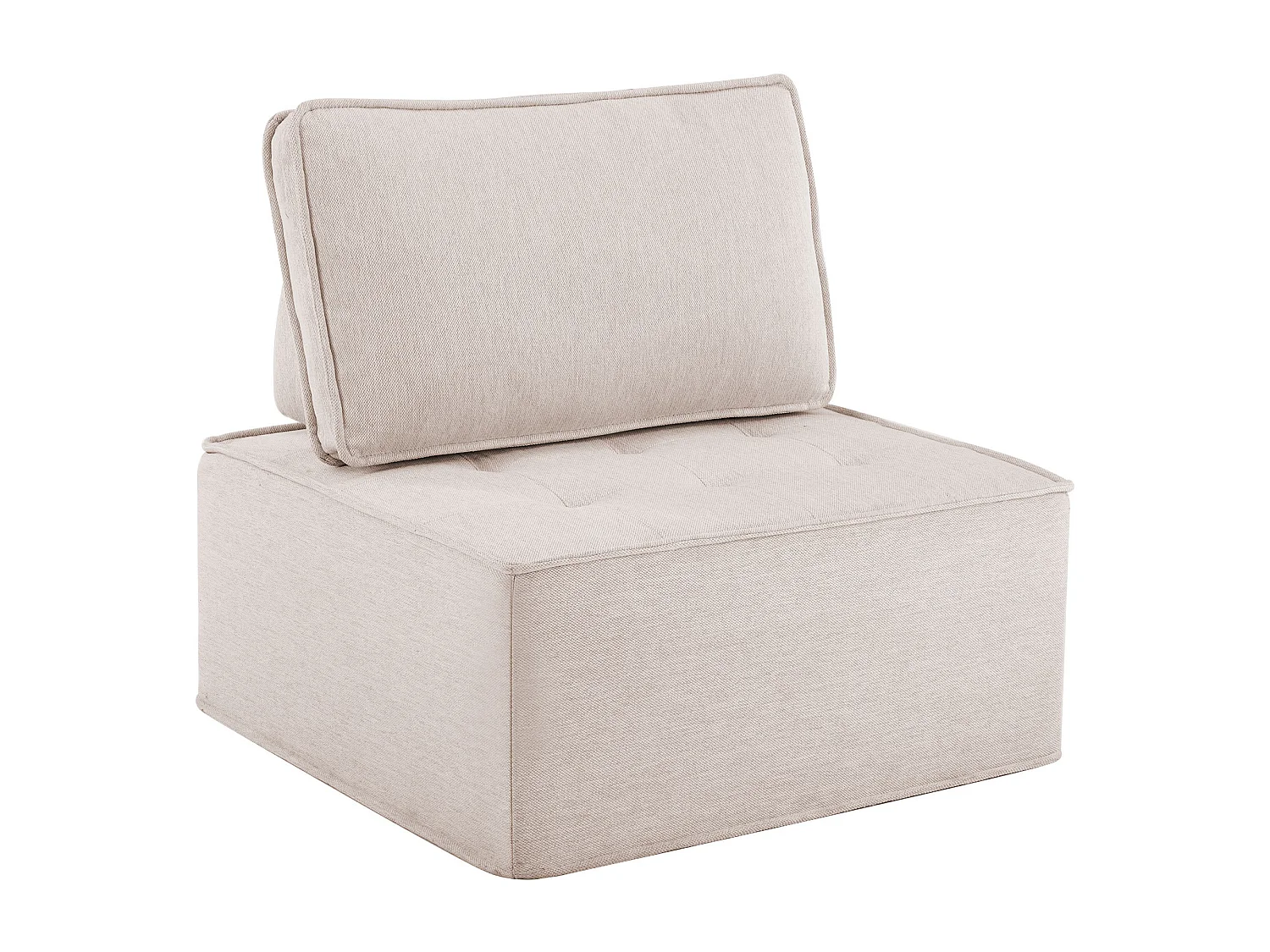 1-Sitzer Sofa aus beigem Leinen mit gepolsterter Rückenlehne - Modernes Design - Für Schlafzimmer oder Wohnzimmer