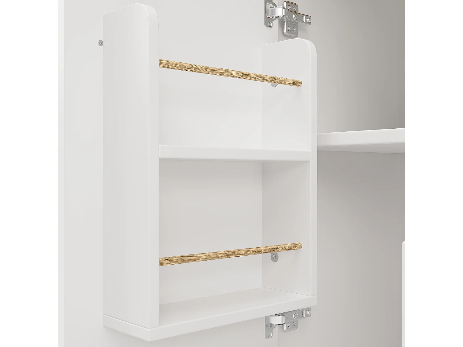 Mobiele keukentrolley met opvouwbaar werkblad, opbergruimte en flessenrek - wit