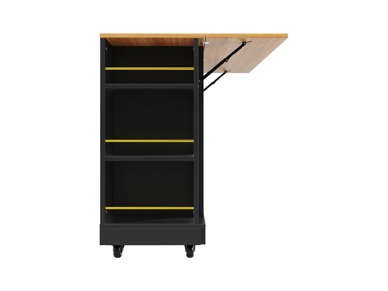 Desserte de cuisine mobile avec 2 portes et 2 tiroirs, îlot imitation bois, noir - pour cuisine et salon