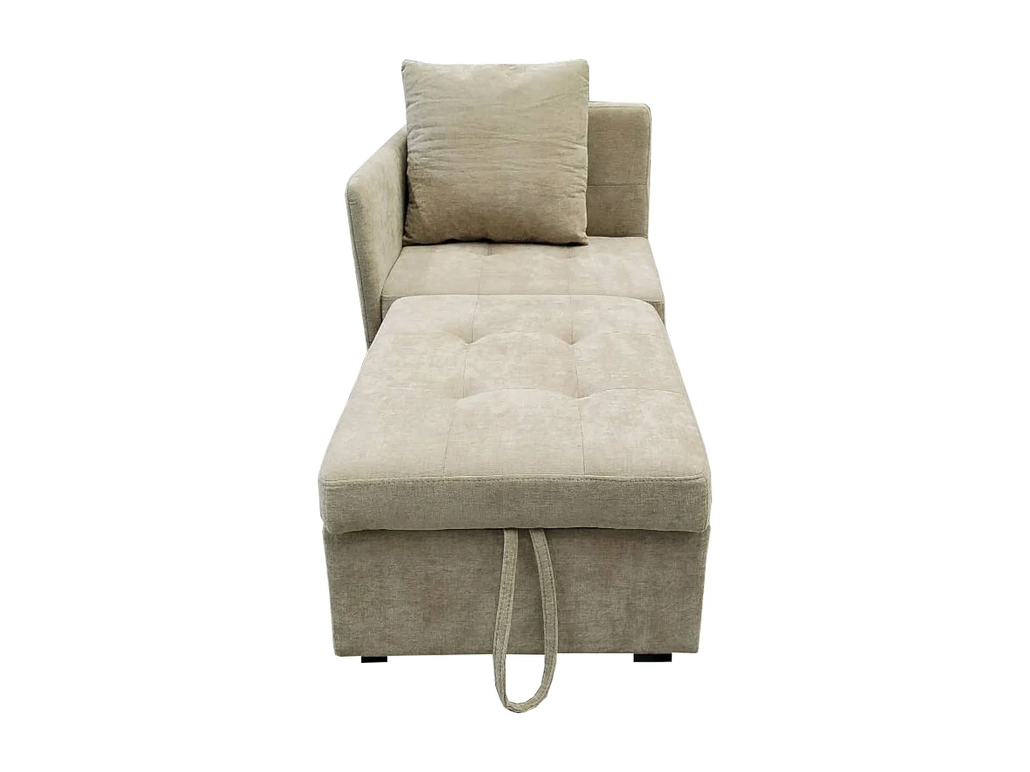 Sofa rozkładana, tapicerowana z regulowanym oparciem, beżowy len - idealna do salonu i sypialni