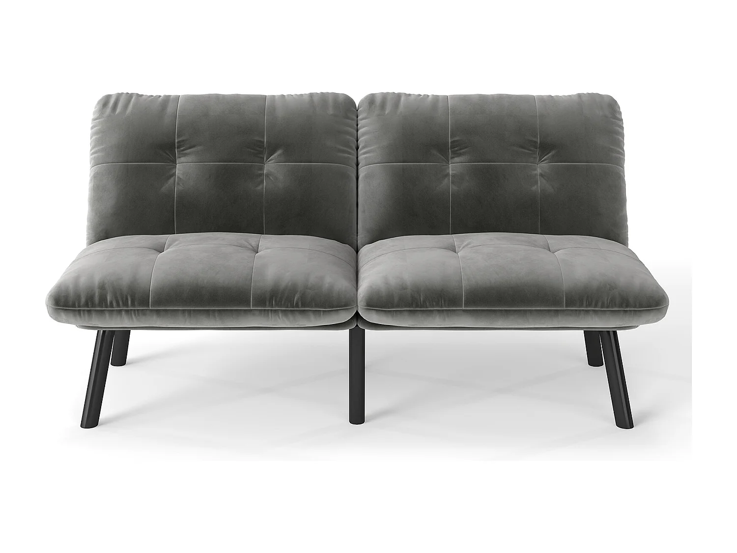 2-Sitzer Schlafsofa aus grauem Samt mit verstellbarer Rückenlehne - modernes Design