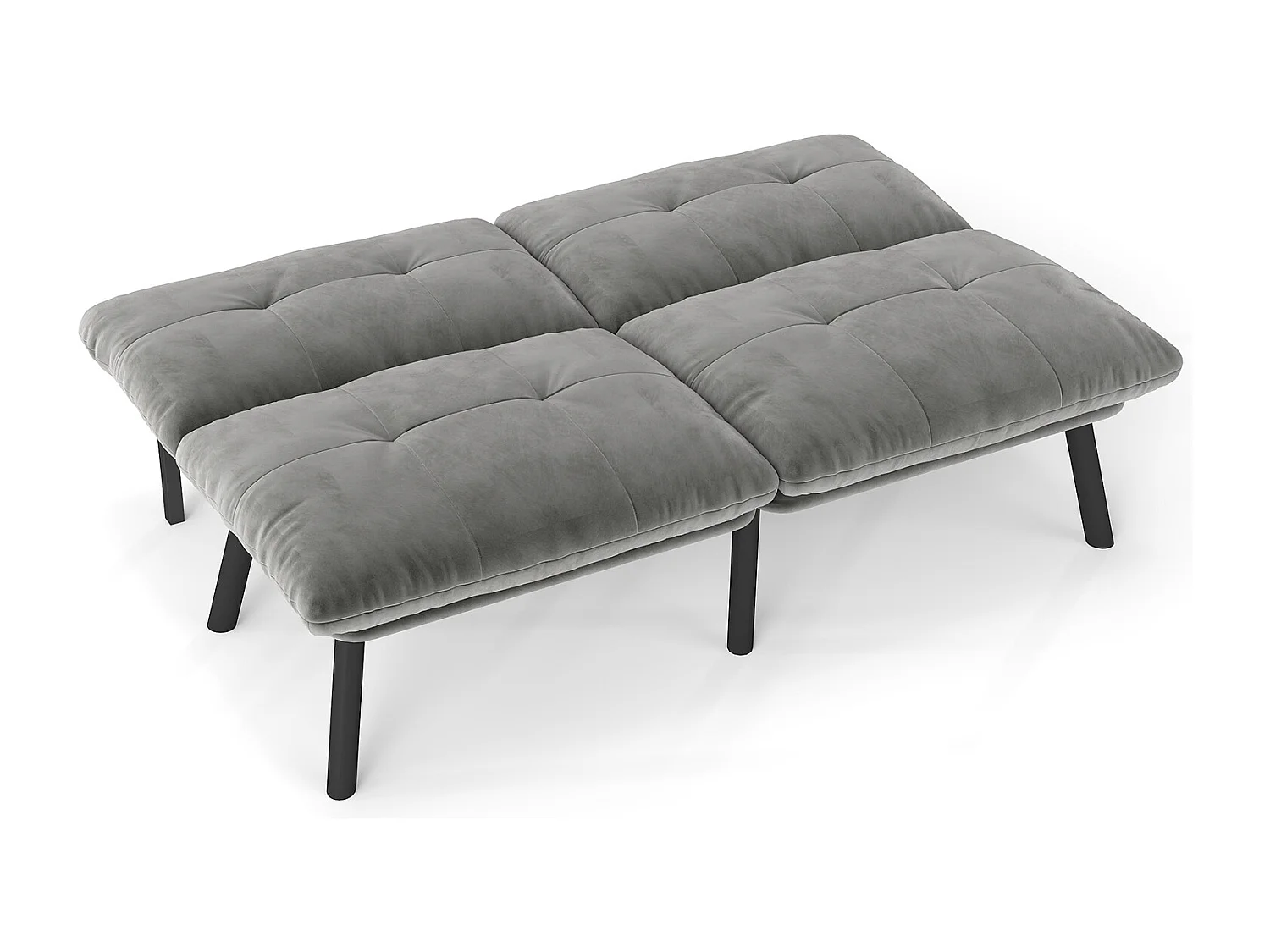2-Sitzer Schlafsofa aus grauem Samt mit verstellbarer Rückenlehne - modernes Design
