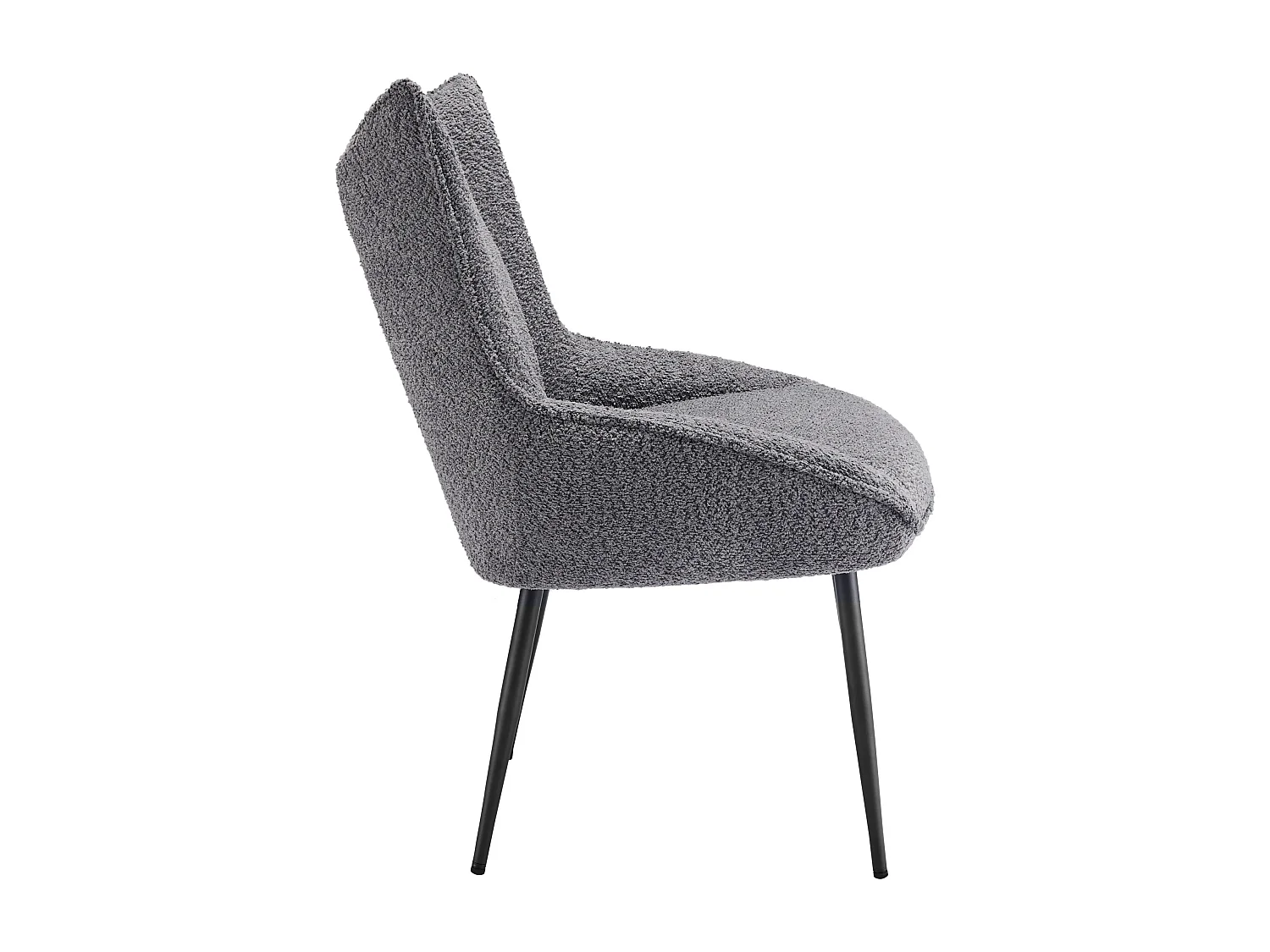Lot de 2 chaises de salle à manger avec dossier rembourré et pieds en métal noir - Velours Teddy gris