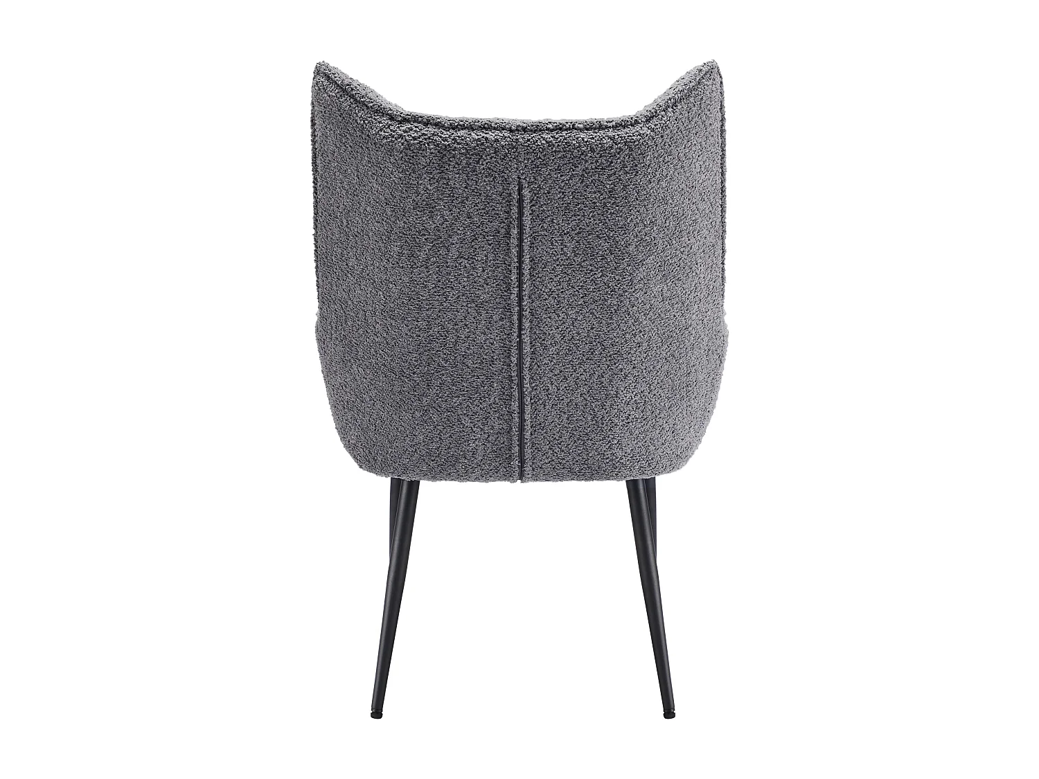 Lot de 2 chaises de salle à manger avec dossier rembourré et pieds en métal noir - Velours Teddy gris