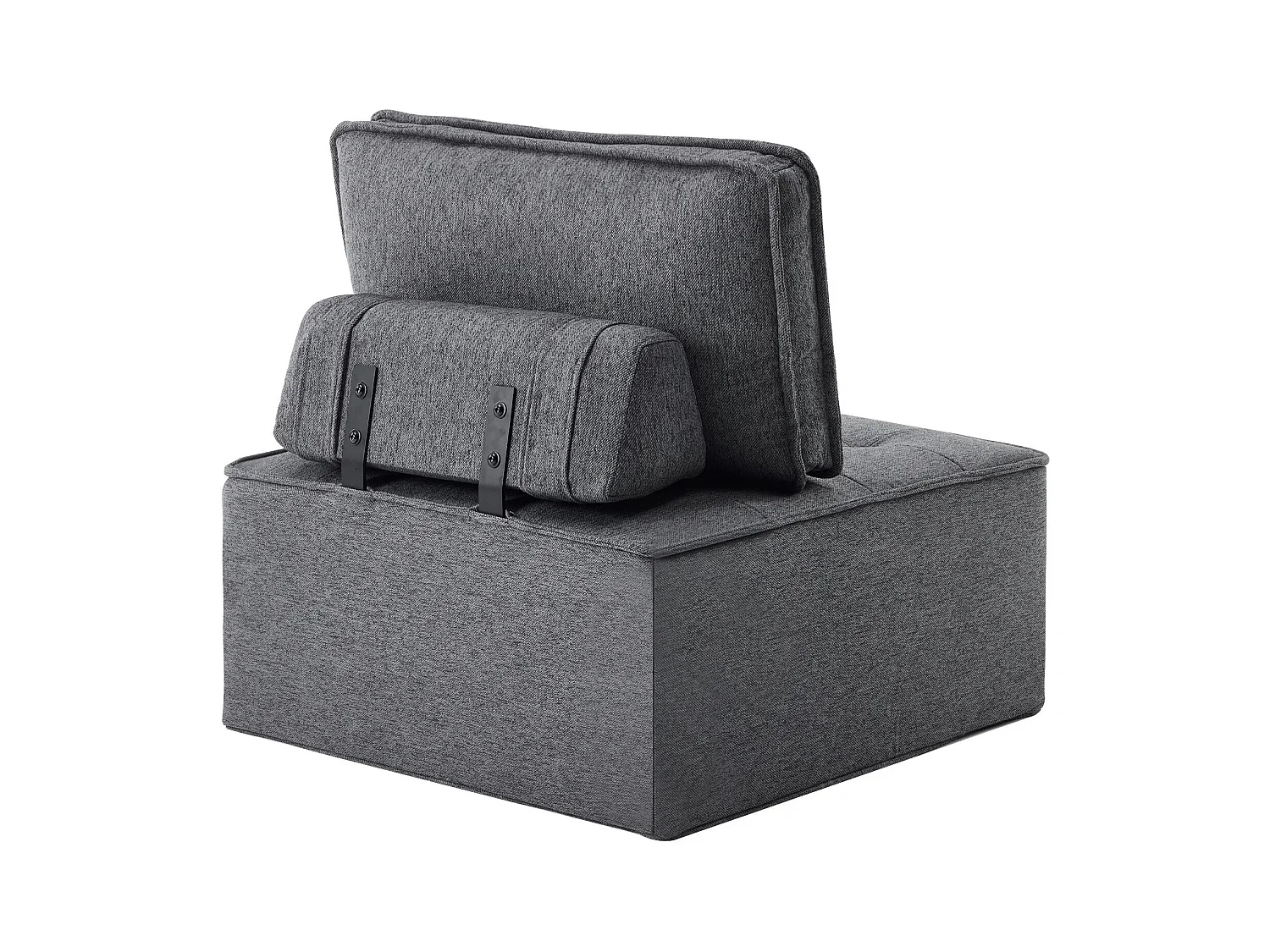 Canapé 1 place en lin gris foncé - Dossier rembourré - Style moderne - Pour chambre ou salon