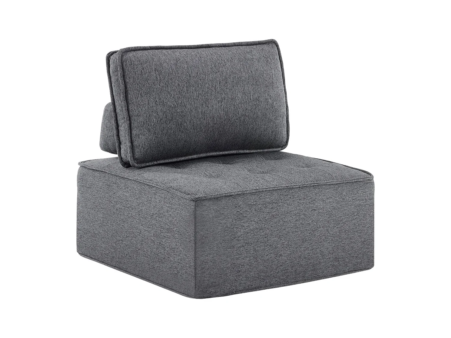 Canapé 1 place en lin gris foncé - Dossier rembourré - Style moderne - Pour chambre ou salon
