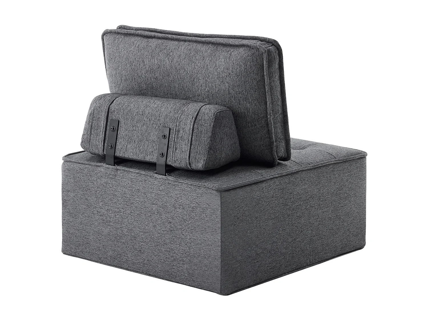 Sillón de 1 plaza en lino gris oscuro con respaldo acolchado - Estilo moderno - Para dormitorio o salón