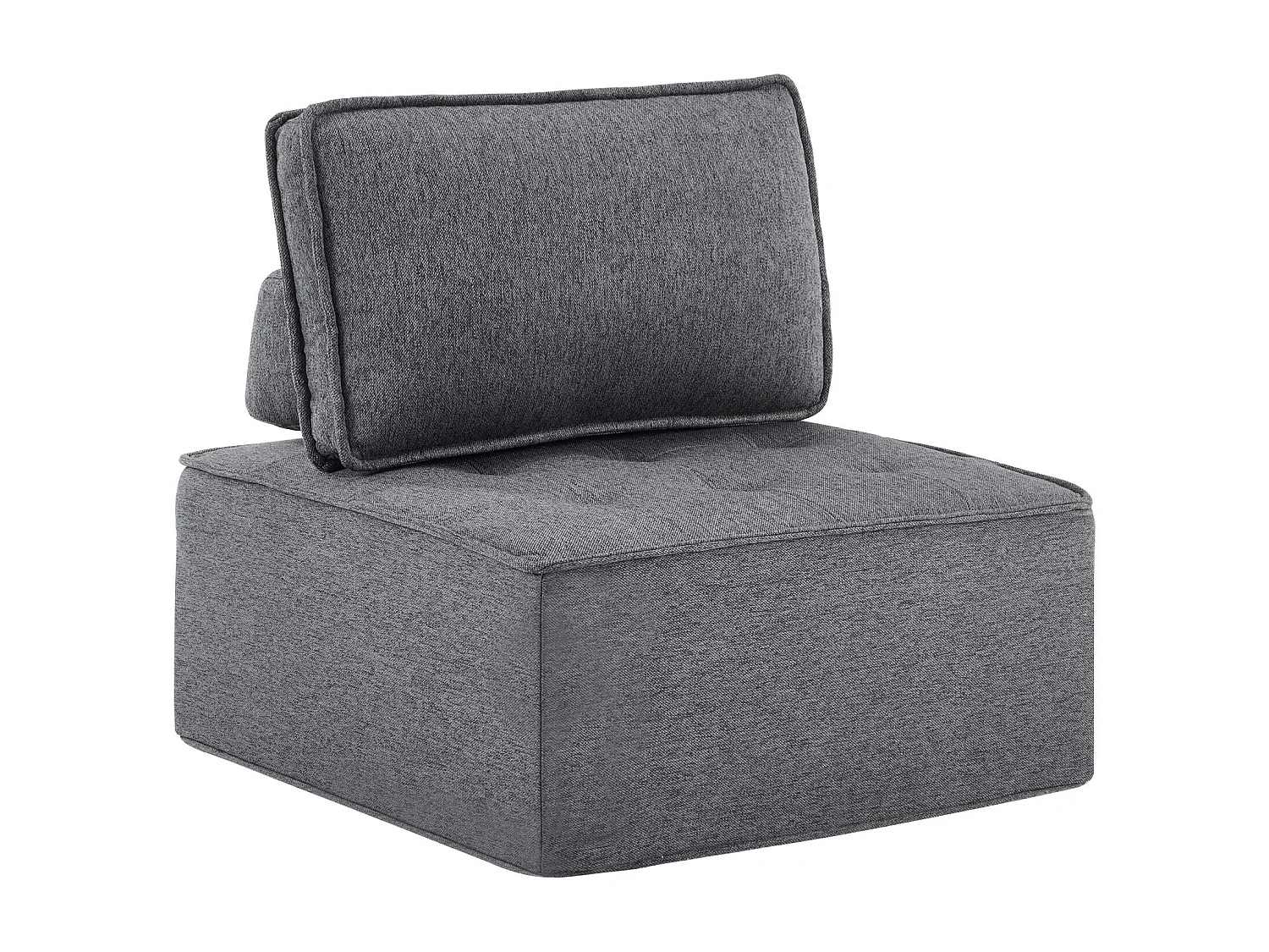 Sillón de 1 plaza en lino gris oscuro con respaldo acolchado - Estilo moderno - Para dormitorio o salón