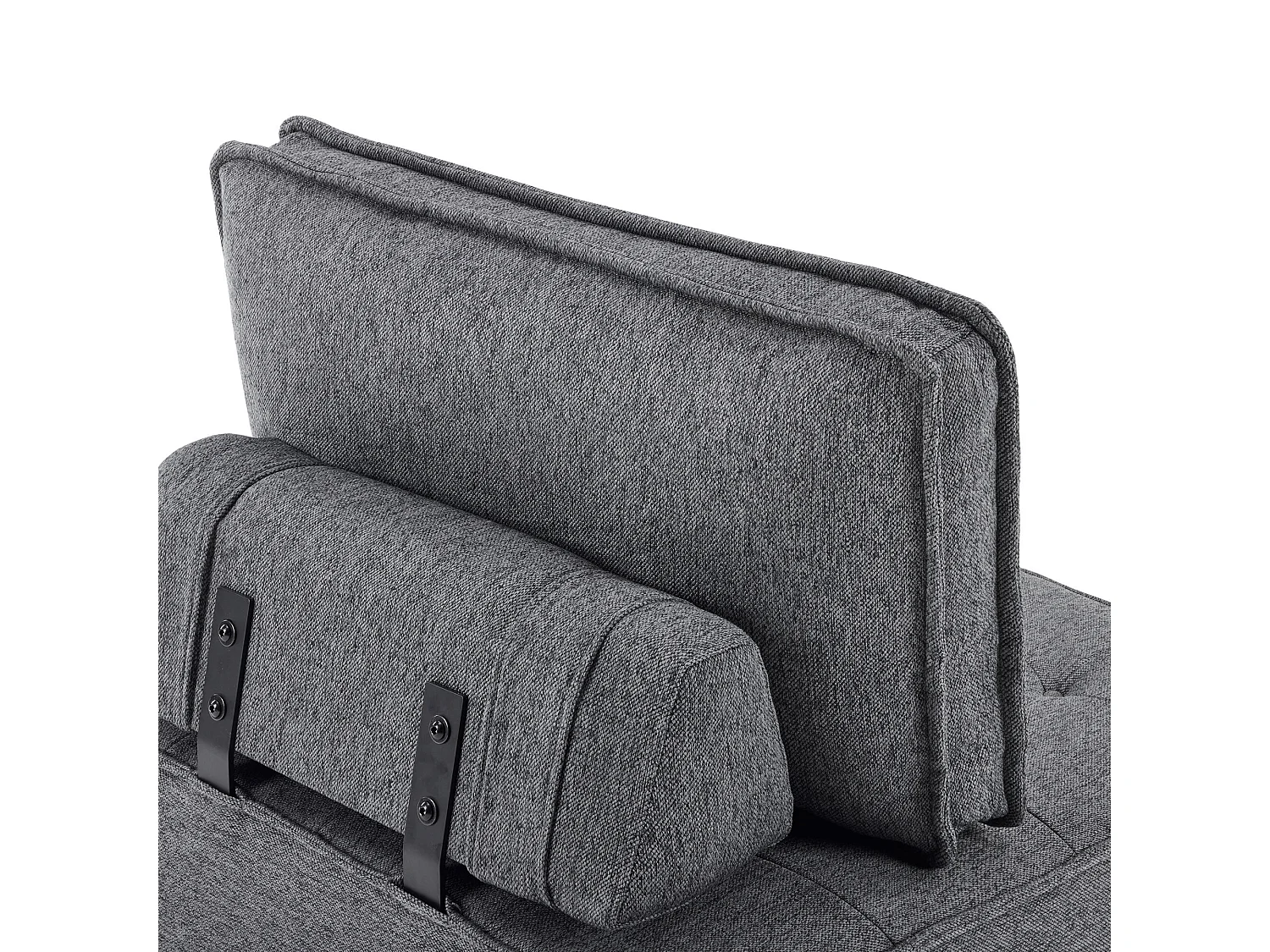 Sillón de 1 plaza en lino gris oscuro con respaldo acolchado - Estilo moderno - Para dormitorio o salón