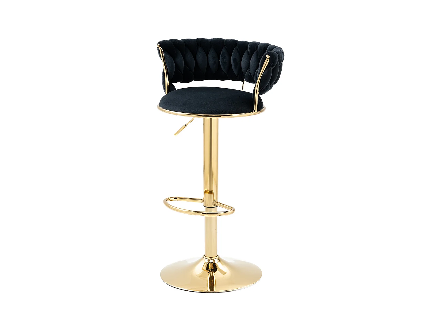 Lot de 2 tabourets de bar pivotants avec dossier, réglables en hauteur – Velours noir