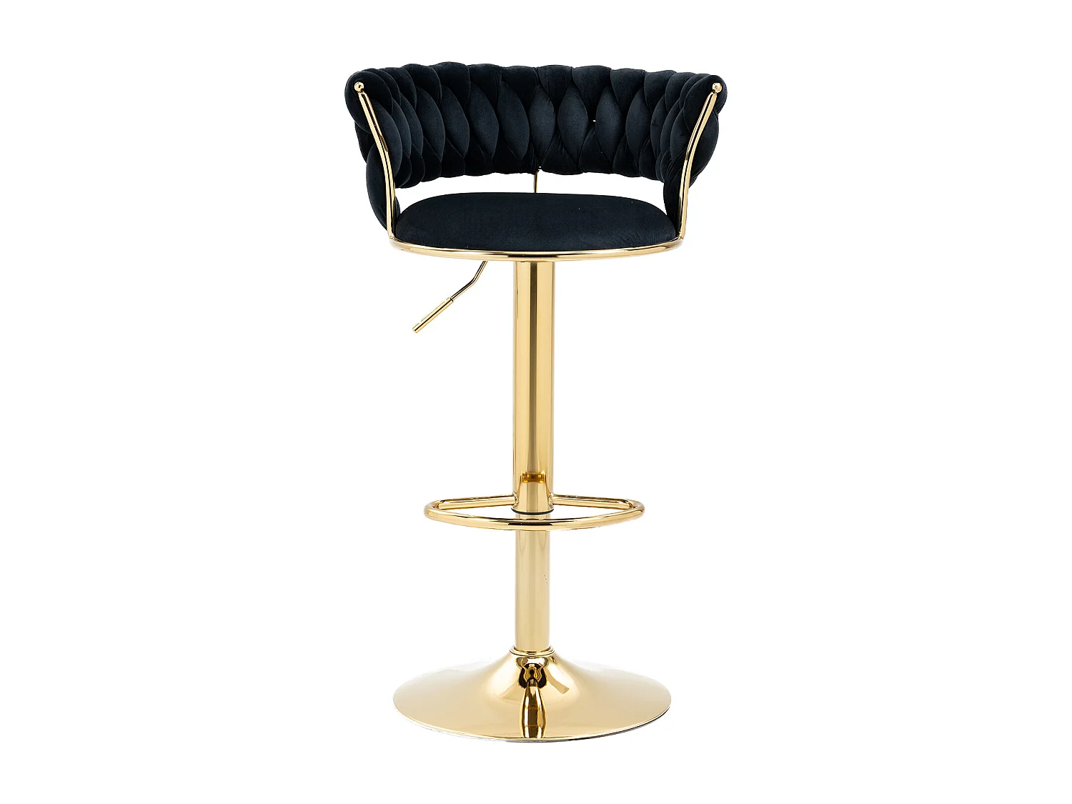 Lot de 2 tabourets de bar pivotants avec dossier, réglables en hauteur – Velours noir