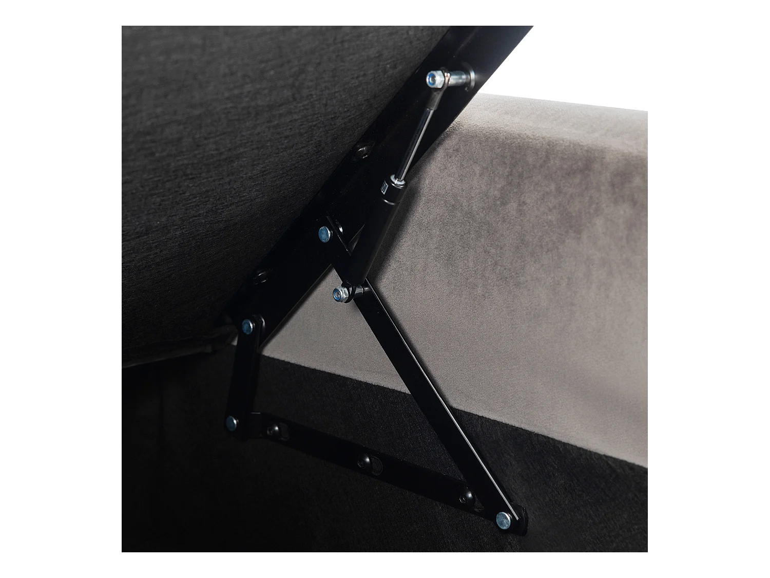 Canapé simple en velours gris avec accoudoirs et rangements, pieds en métal - pour salon et chambre