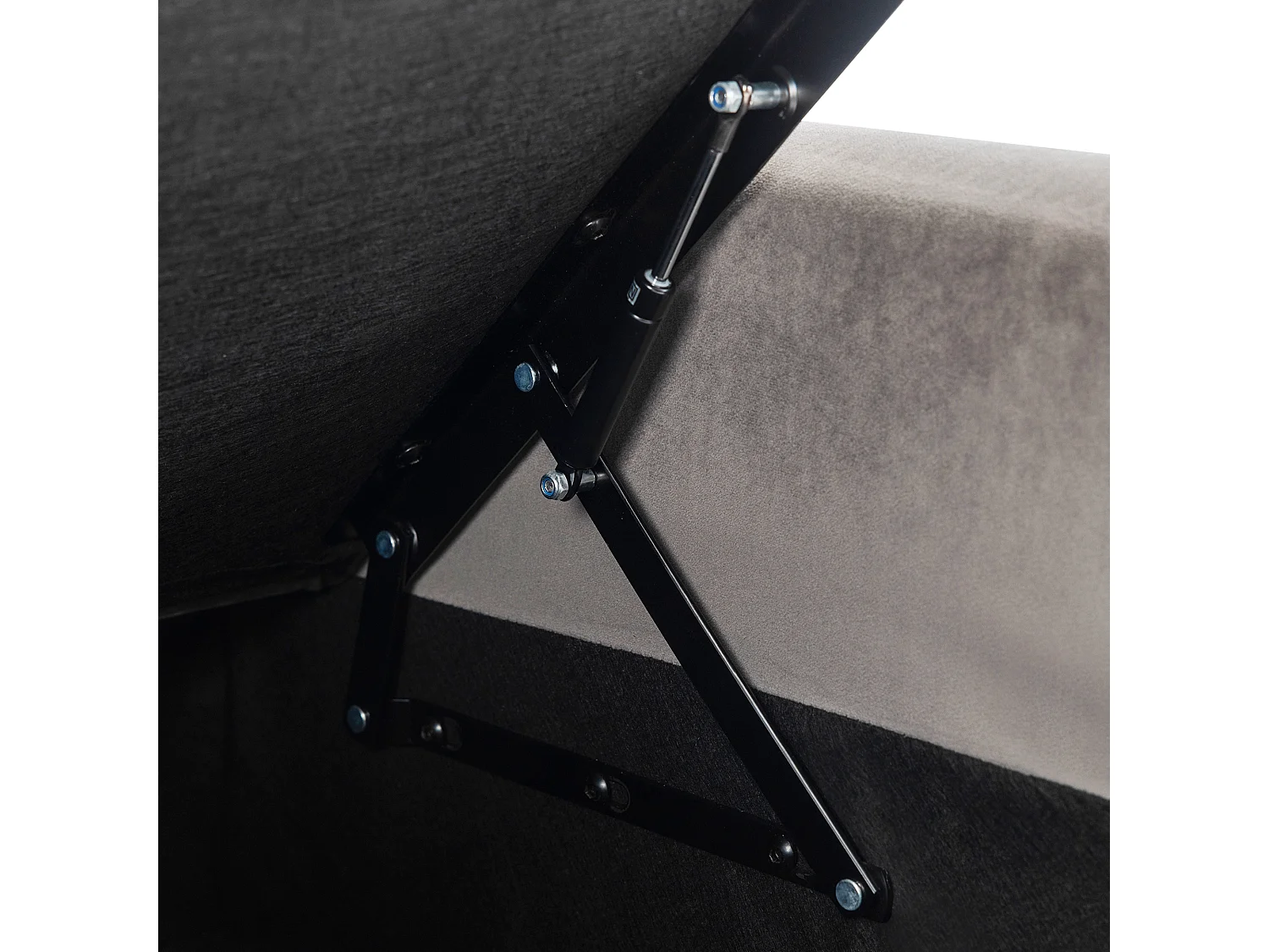 Graues Samt-Einzelsofa mit Armlehnen und Stauraum, Metallbeine – für Wohn- und Schlafzimmer