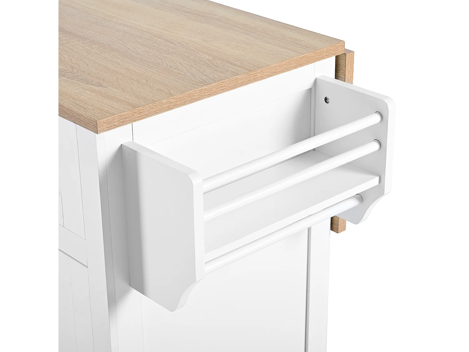 Desserte de cuisine blanc avec plan de travail extensible et tiroir - pour cuisine et salle à manger