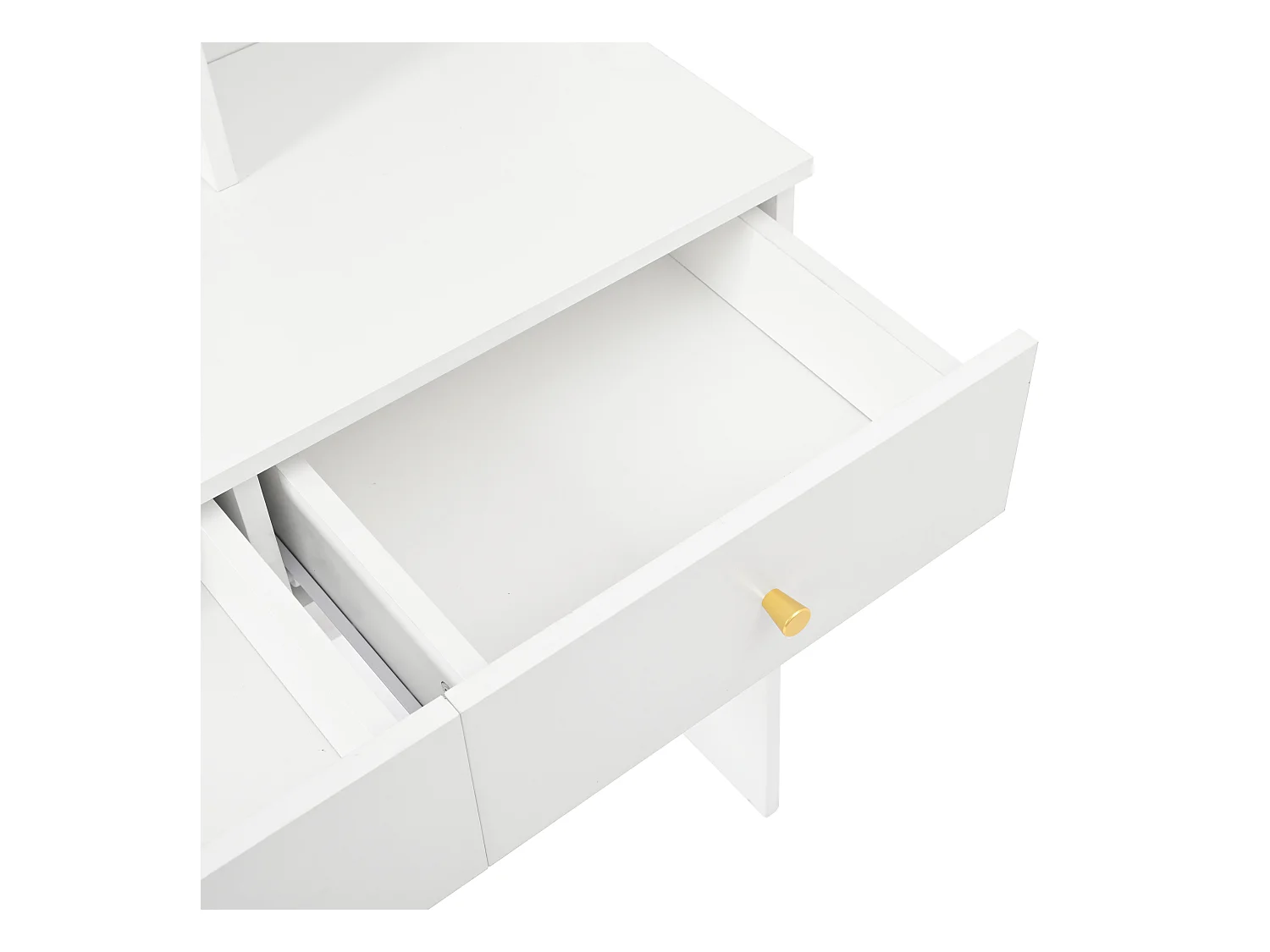 Coiffeuse blanche avec miroir LED, miroir pleine longueur, 4 tiroirs de rangement - tabouret inclus