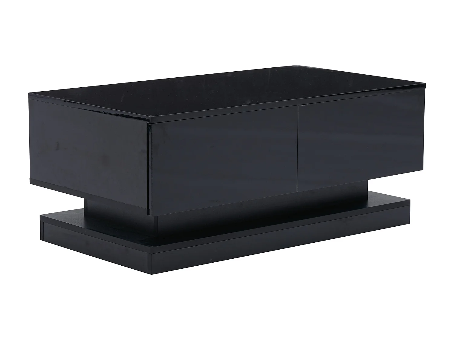 Zwarte salontafel met 2 opbergladen en LED-verlichting - voor woonkamers en kantoren