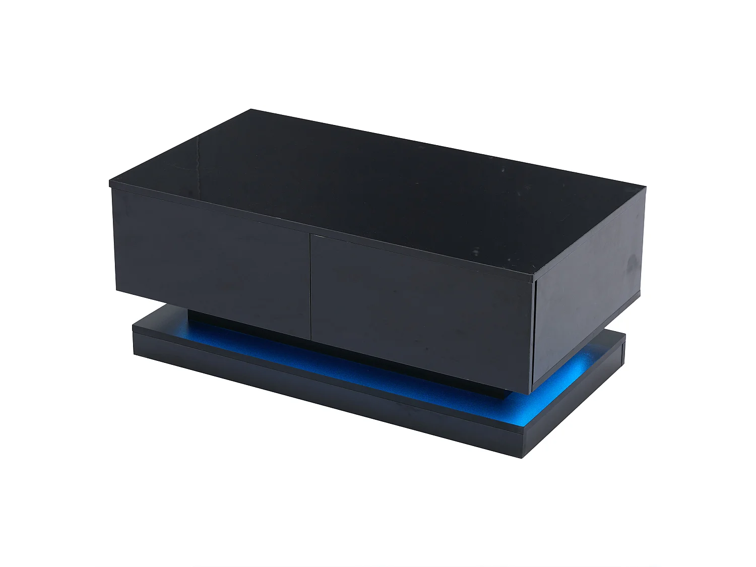 Zwarte salontafel met 2 opbergladen en LED-verlichting - voor woonkamers en kantoren