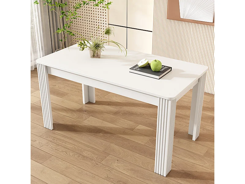 Rechteckiger Esstisch, weiß, 4 Beine – für Esszimmer und Wohnzimmer