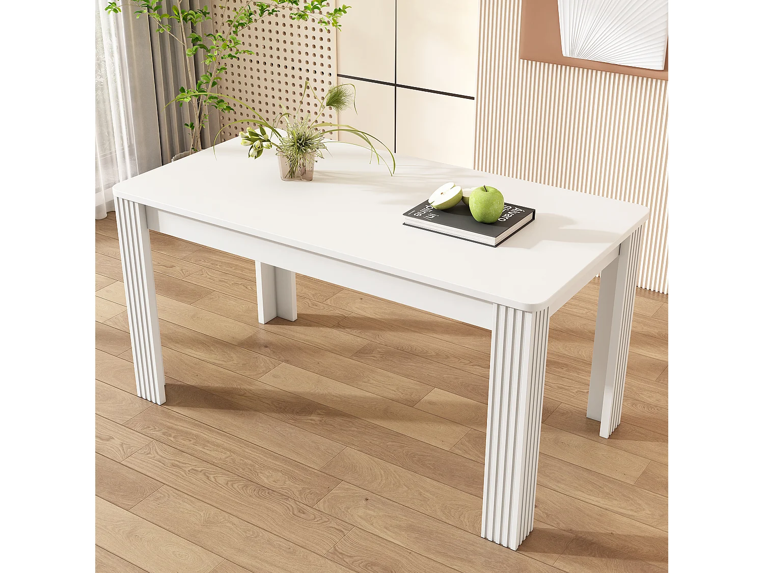 Table à manger rectangulaire, blanc, 4 pieds - pour salles à manger et salons