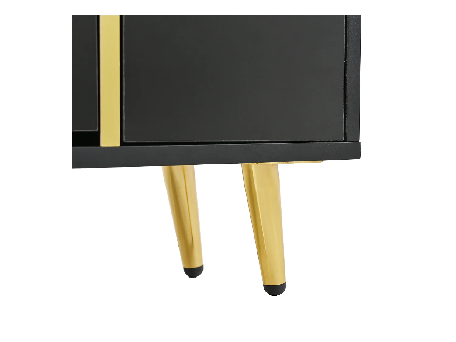 Meuble à chaussures noir avec éclairage LED 16 couleurs et pieds dorés - pour entrée et salon