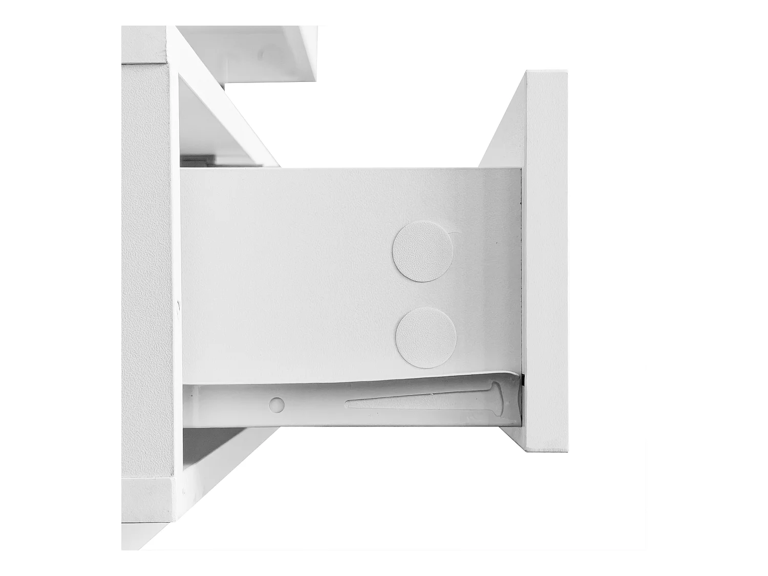 Table basse blanche brillante avec 2 tiroirs et compartiments ouverts, éclairage LED - 95x50x42,5 cm