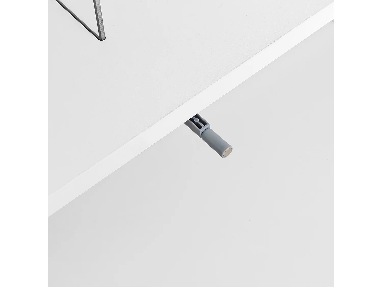 Table basse blanche brillante avec 2 tiroirs et compartiments ouverts, éclairage LED - 95x50x42,5 cm