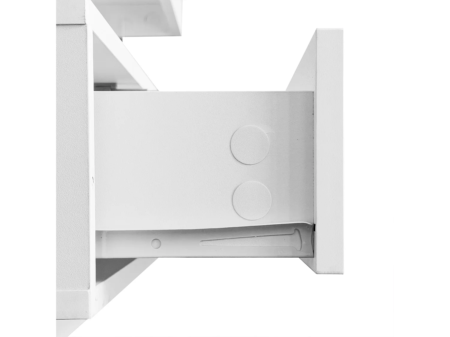 Table basse blanche brillante avec 2 tiroirs et compartiments ouverts, éclairage LED - 95x50x42,5 cm