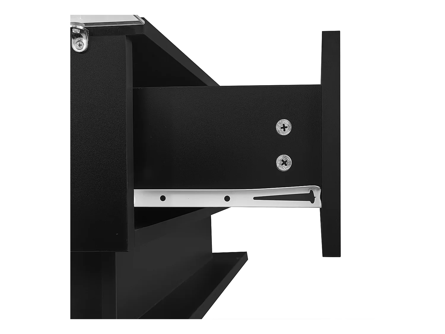 Table basse noire 100x50 cm avec LED, tiroir et plateau en verre -pour salon et bureaux