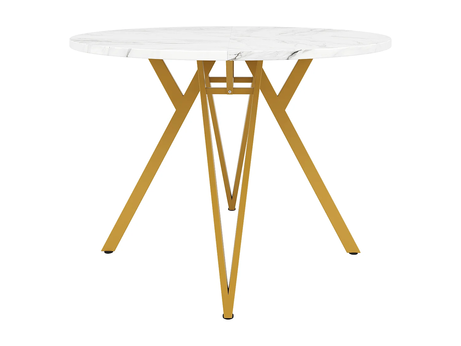 100 cm runder Esstisch mit MDF-Platte in Marmoroptik und goldenen Metallbeinen – für Küche und Wohnzimmer
