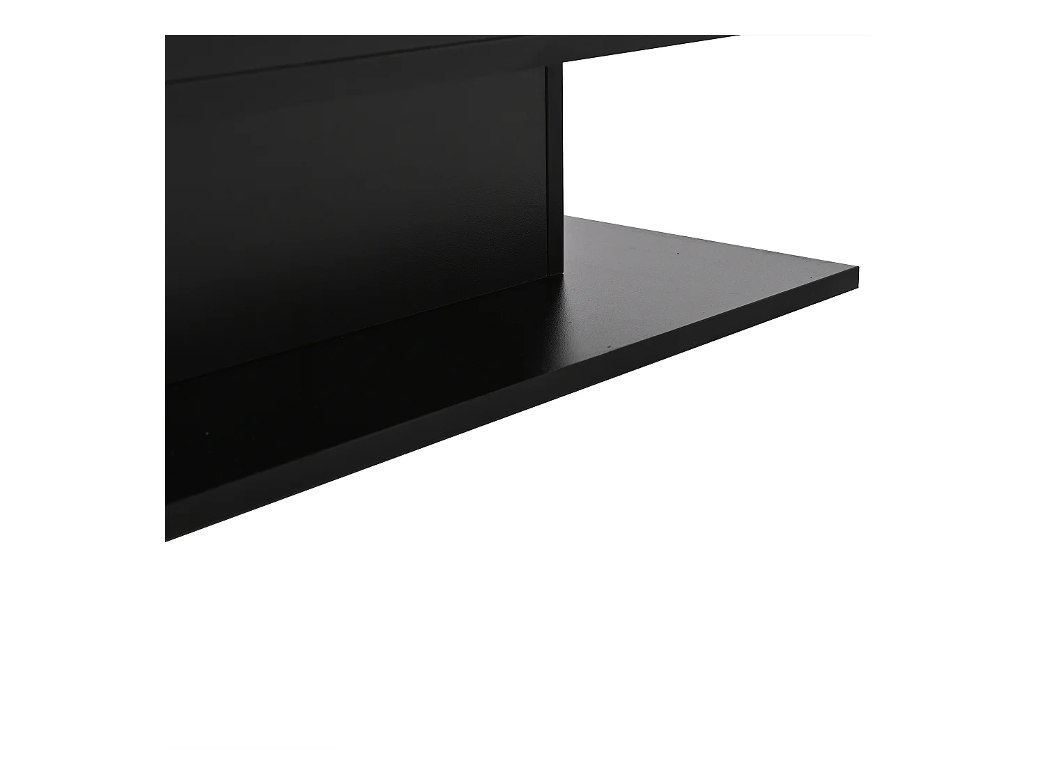 Table basse noire avec plateau relevable, espace de rangement, éclairage LED - pour salon et bureaux