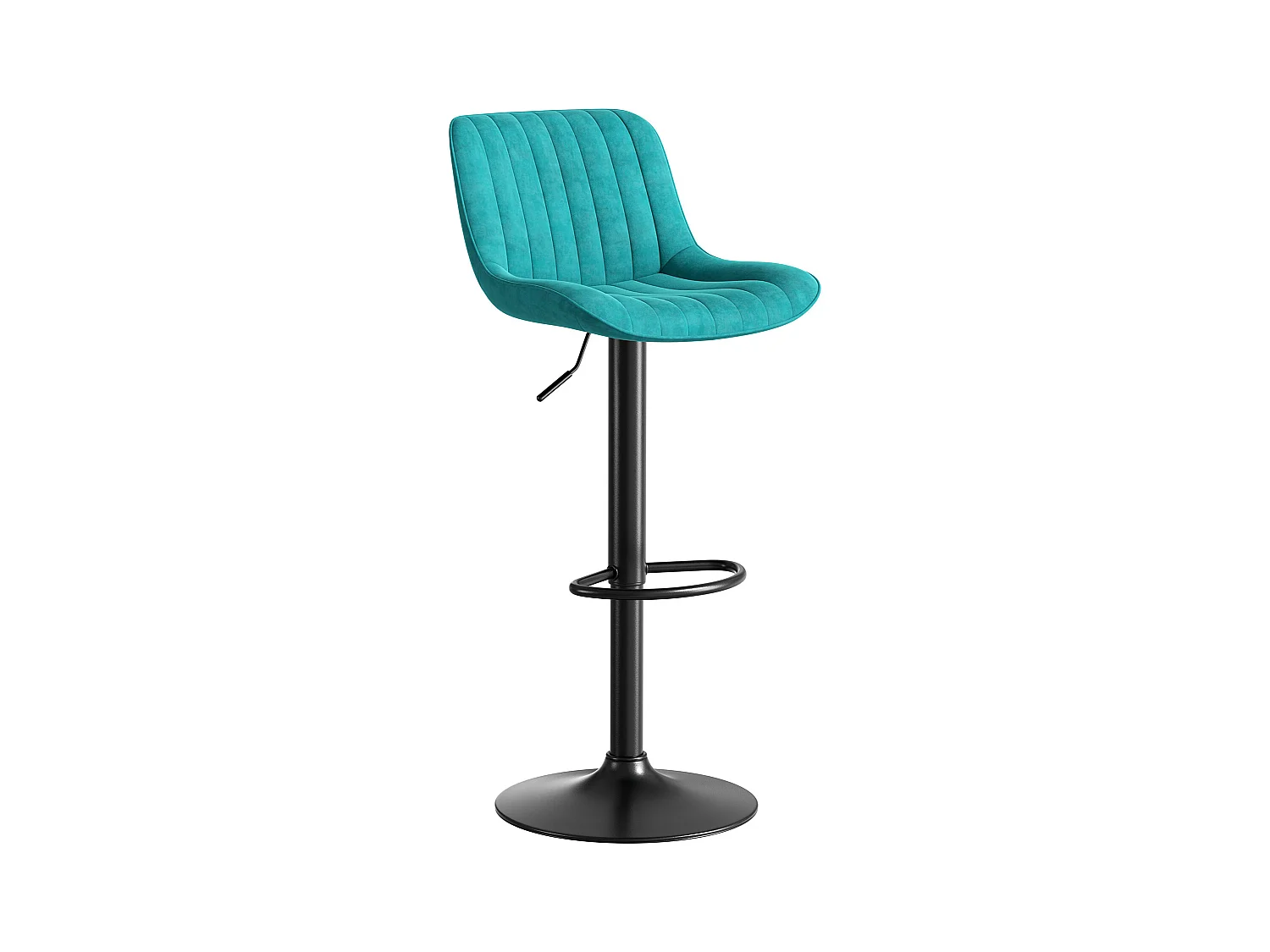 Lot de 2 tabourets de bar en velours bleu, pivotants et réglables en hauteur