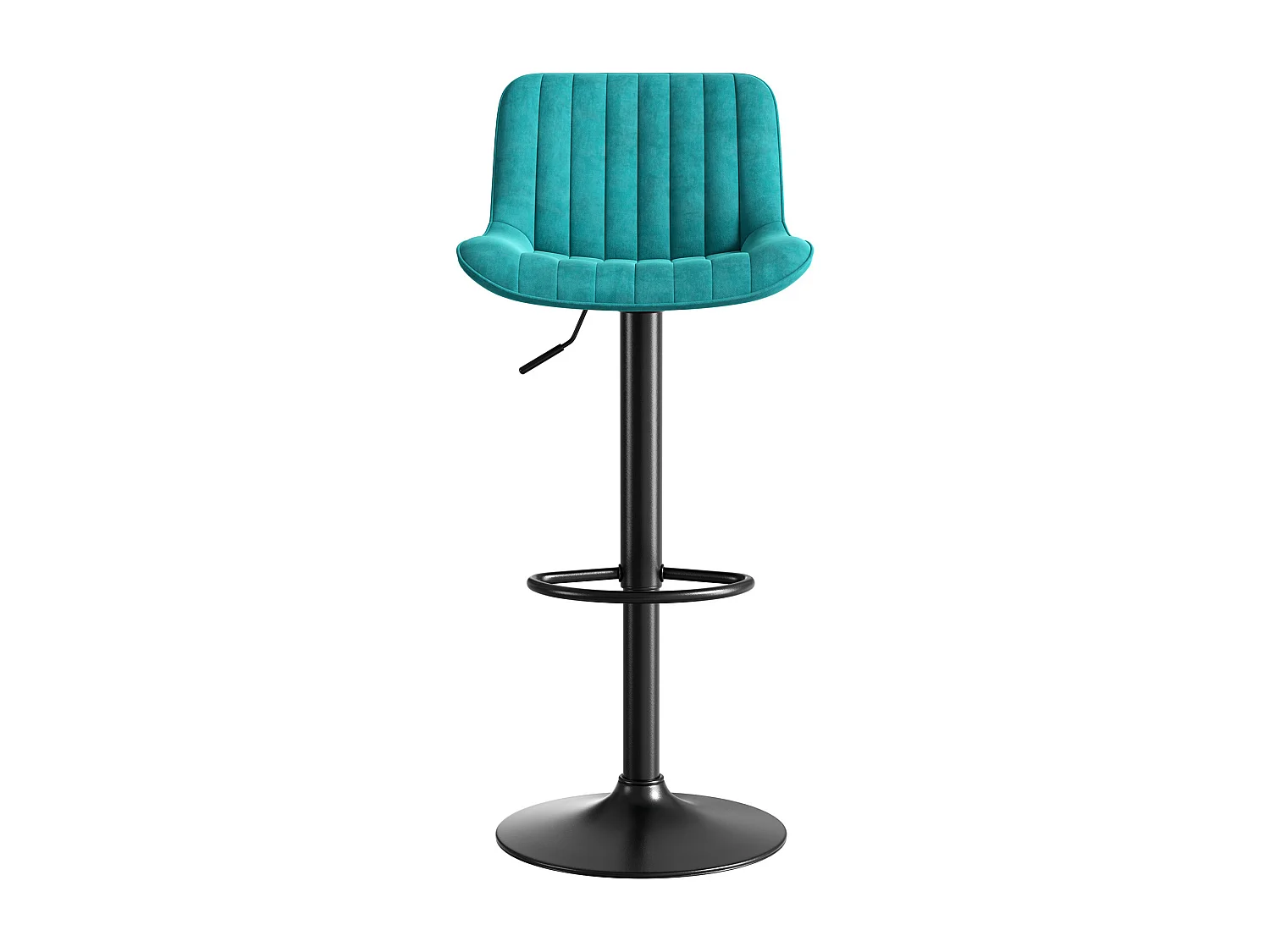 Lot de 2 tabourets de bar en velours bleu, pivotants et réglables en hauteur