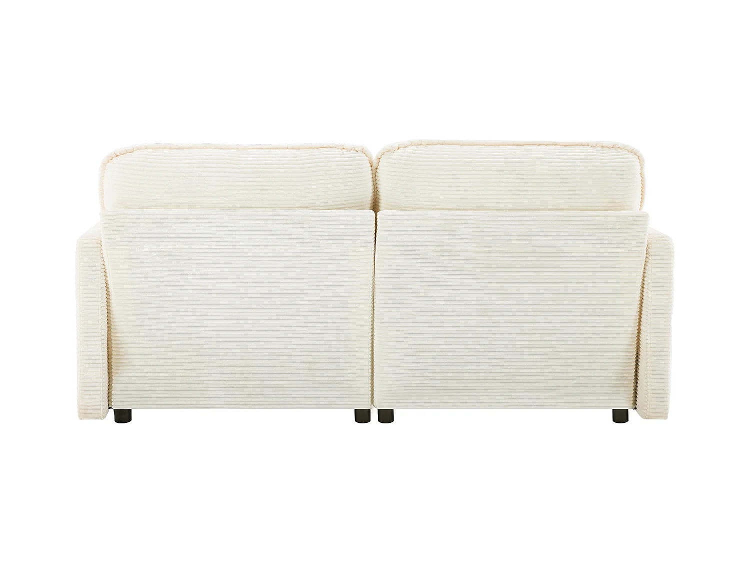 Canapé 2 places en velours côtelé blanc - Dossier rembourré - Style moderne