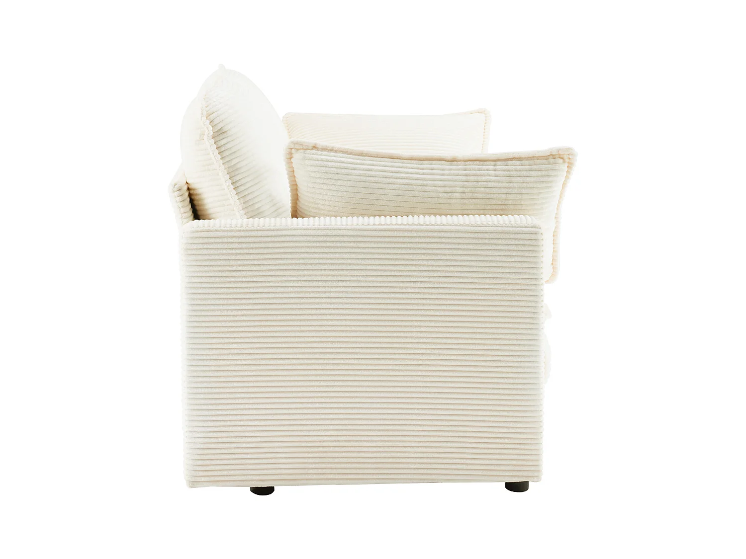 Canapé 2 places en velours côtelé blanc - Dossier rembourré - Style moderne