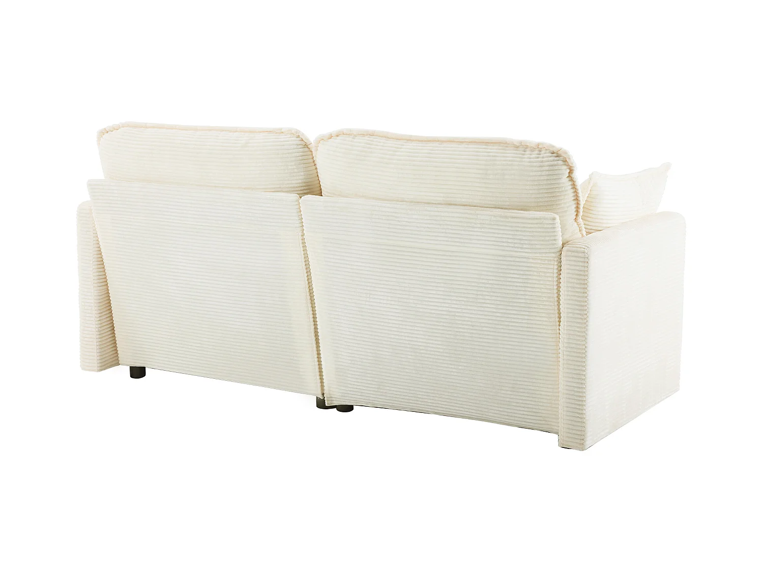 Canapé 2 places en velours côtelé blanc - Dossier rembourré - Style moderne