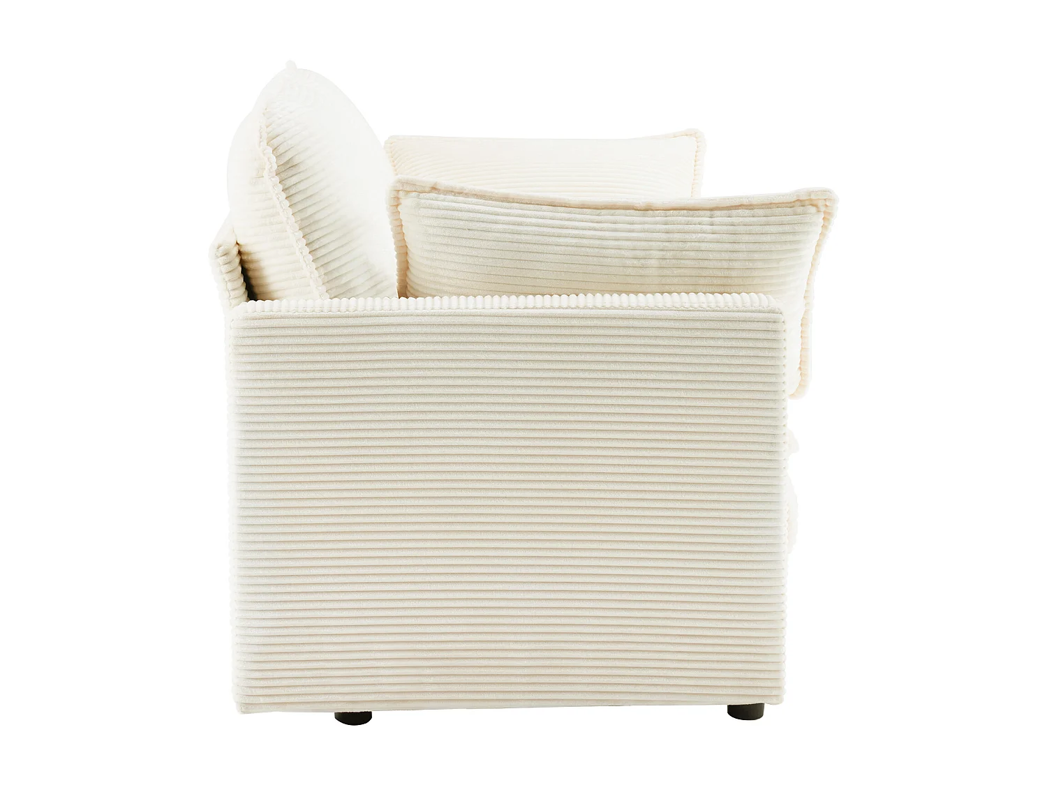 Canapé 2 places en velours côtelé blanc - Dossier rembourré - Style moderne