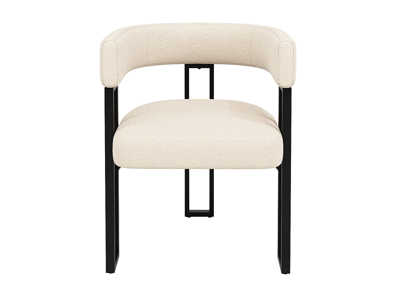 Set di 4 sedie da pranzo con schienale e braccioli curvi - peluche beige